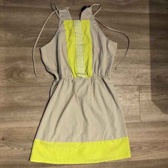 Marshalls Dresses & Skirts - Marshall’s Beige and Neon Yellow Sundress